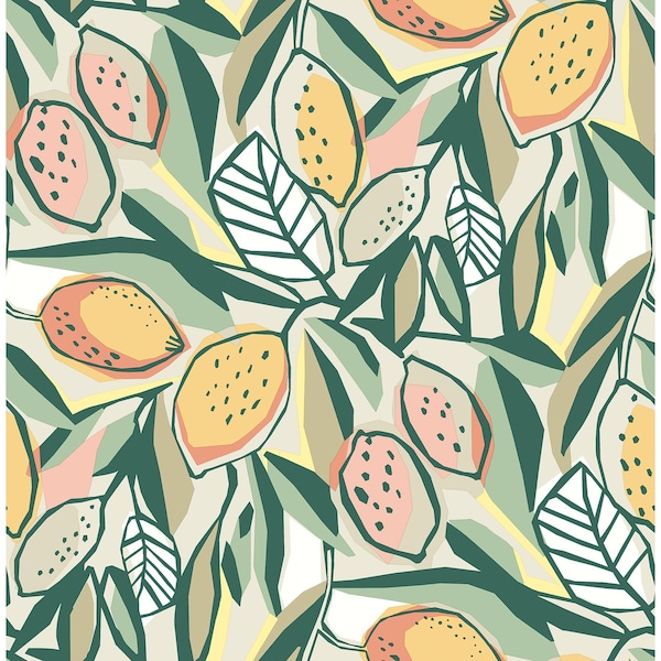 Manhattan Comfort McKinney Meyer Peach Citrus 33 ft L X 205 in W Wallpaper BR4014-26419 - main